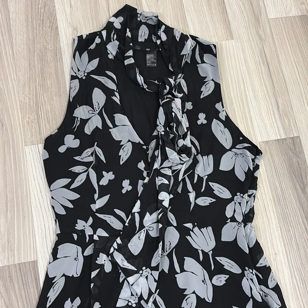 JayGodfrey Black and White Printed Josephine Chiffon Hourglass Sleeveless Sz 12‎ - Picture 7 of 14